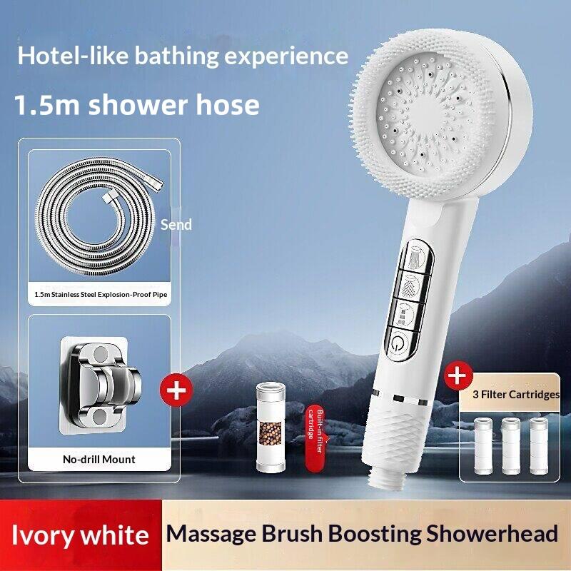 4 button modes, pressurized handheld shower head, bathroom, pressurized shower accessories, bathing tools