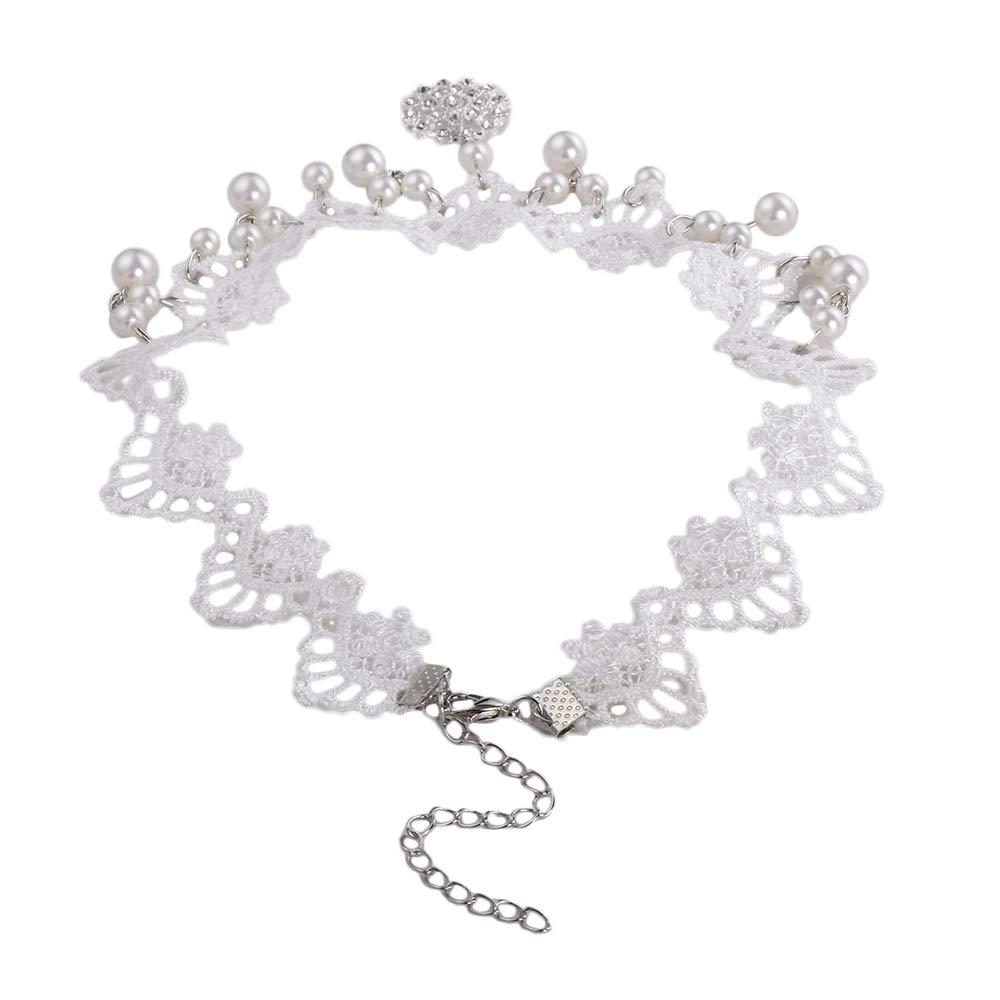 Lady Dangle New Lace Jewelry Flower Gothic Collar Gift White Choker Necklace Beads