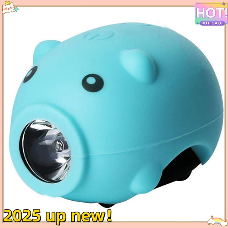 Classy-Bicycle Children Cartoon Pig Bike Light Type-C Rechargeable Cycling Accessories Piggy Headlight
