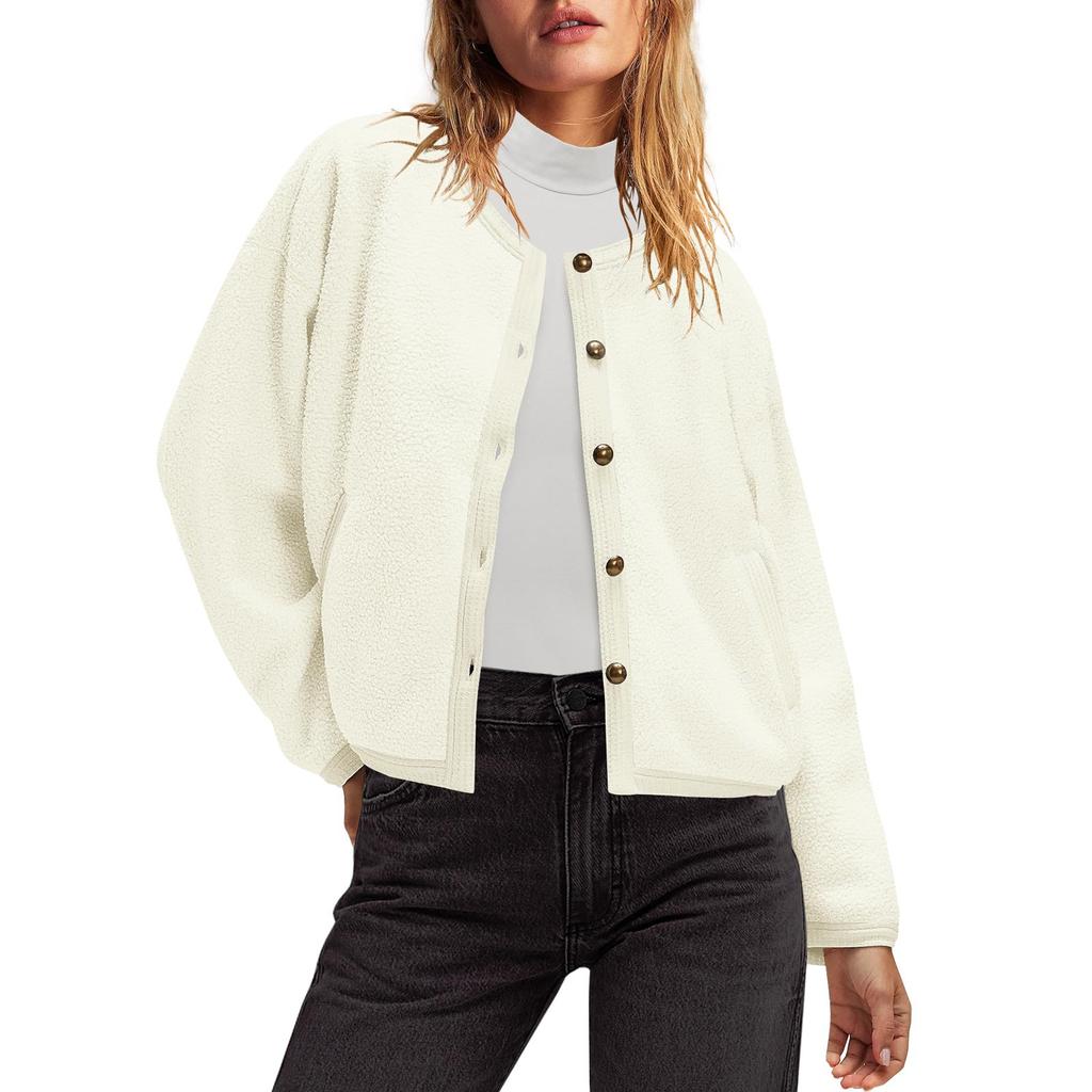 Женская флисовая куртка с пушистым верхом, повседневная, с длинным рукавом, теплая, зимняя, с карманами