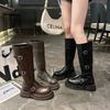 British Style Thick-soled Knight Boots Women's 2025 Autumn New Retro Versatile and Thin Sweet and Cool Buckle Boots