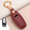Leather Car Smart Key Case Cover For A6 A7 A8 E-tron Q5 Q7 Q8 C8 D5 TFSI Protector Keyless Fob Ring Auto Accessories Shell