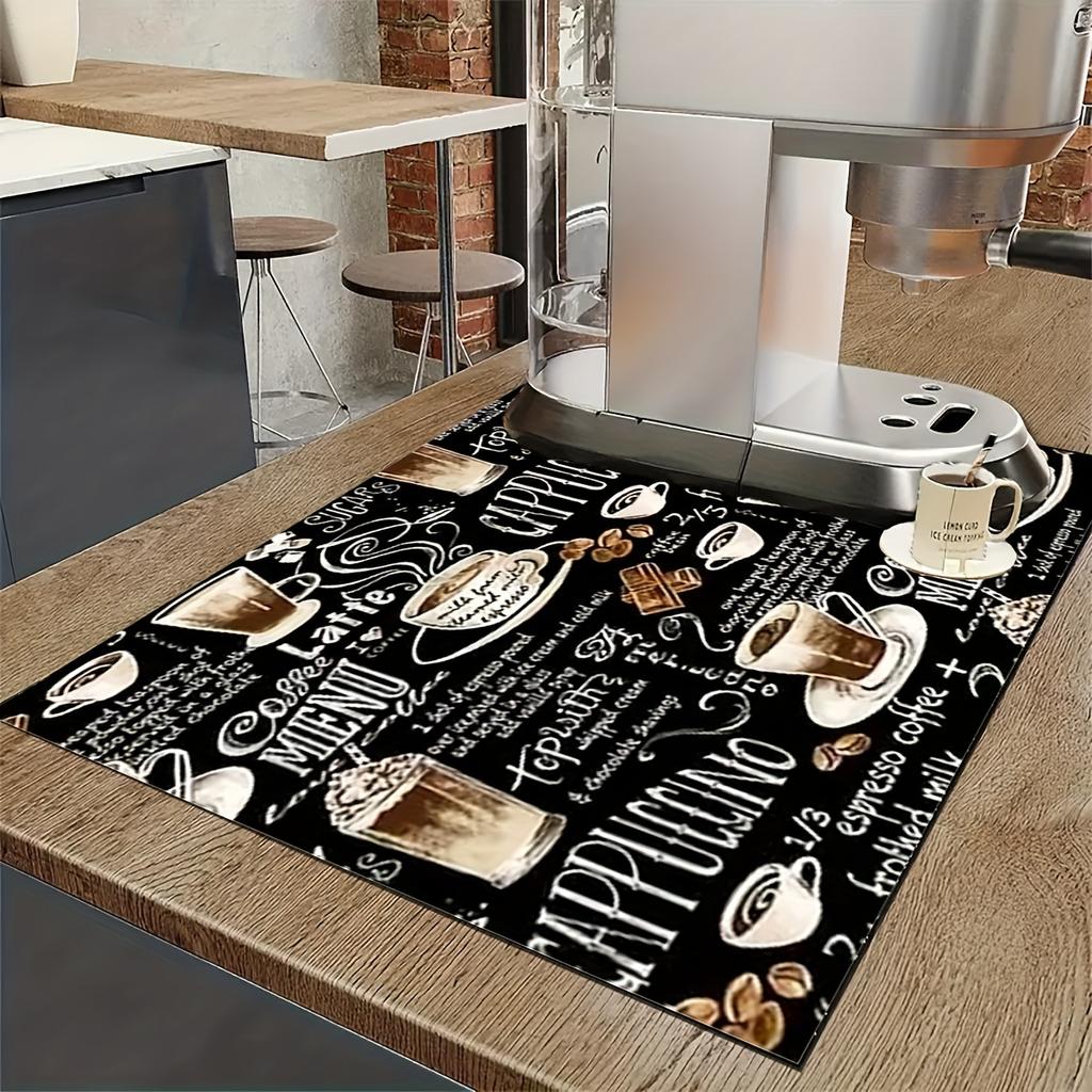 1 dona Rezina Quritish Mat Retro Qahva Idishlari bilan Qahvaxona Restoran Oshxona Gilami Idish-Tovoq uchun Chidamli Diatom Loy Stol Mat Pet Mat Qahva uchun Idishlar