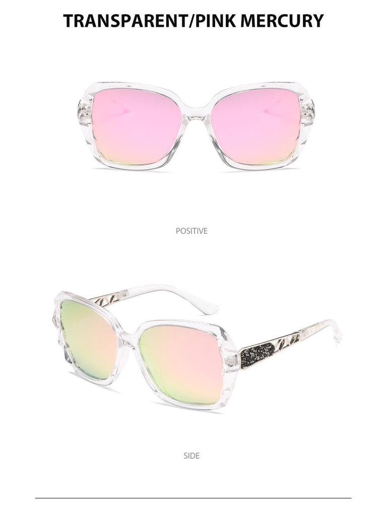 Oversized Polarized Square Sunglasses with Diamond Cut Edge for UV Protection - European & American Style