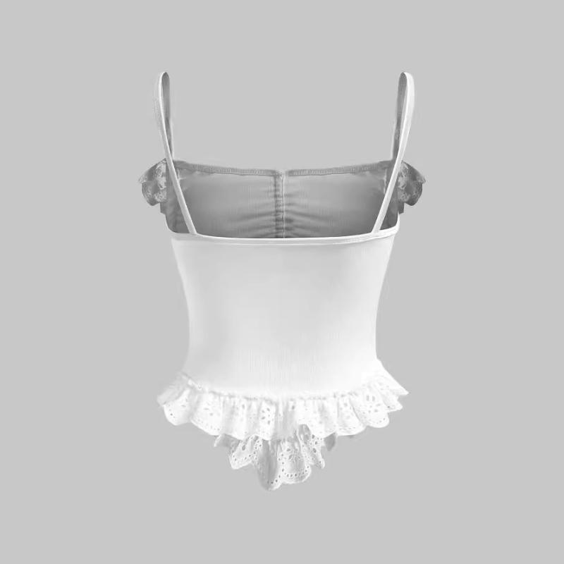 Европейский и американский Y2K кружевной подолом сексуальный жилет-камисоль