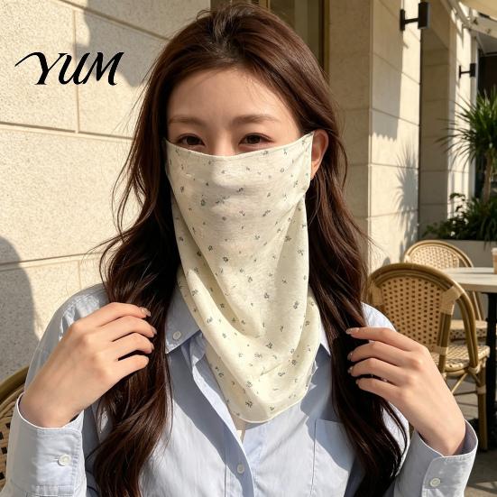 Lightweight Summer Face Mask Women Neck Sun Protection Mask, Cotton Dot Print UV Outdoor Cycling Cover, Foldable Gaiter Scarf for Driving Camping