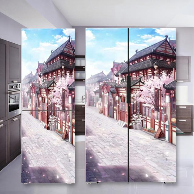 Наклейка на холодильник с кофе, дверная крышка, ПВХ, обои на холодильник, виниловая самоклеящаяся съемная наклейка на стену для замораживания, домашний декор