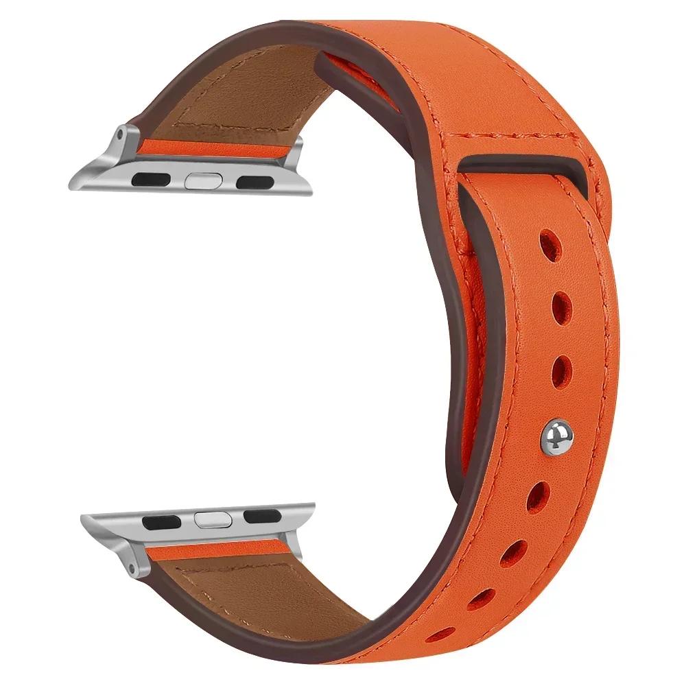 Кожаный ремешок для Apple, ремешок для часов 44 мм, 45 мм, 41 мм, 40 мм, 49 мм, 42 мм, 38 мм, 45, 44 мм, браслет Correa iWatch series 3, 4, 6 SE, 7, 8, ультра