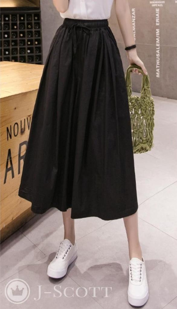 Брюки Gaucho Elastic Cropped High Plain Easy Care Long Leg Cotton Stomach Has Elastic Trendy Black [J-Scott], женские, Wide, Талия, Длина, Талия,