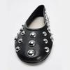 High Quality Metal Rivet Decoration Ballet Flats Comfort Black Soft Lea the Low Heel Mary Jane Shoes Designer Loafers Ladies Shoe