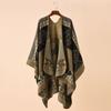 Striped Colorblocking Travel Shawl Elegant Personalized Printed Poncho