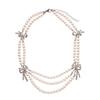 Elegant Multi-layer Chain Vintage Bow Collarbone Chain Fashion Imitation Pearl Necklace  Gift
