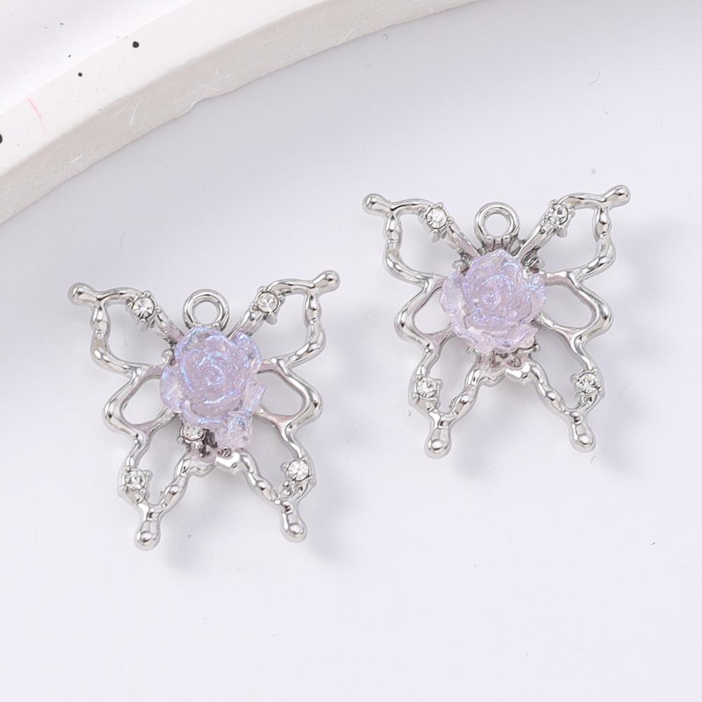 5pcs Luxury Crystal Butterfly Charms Pendants for Necklace Earrings Bracelet DIY Jewelry Making Accessories Supplies