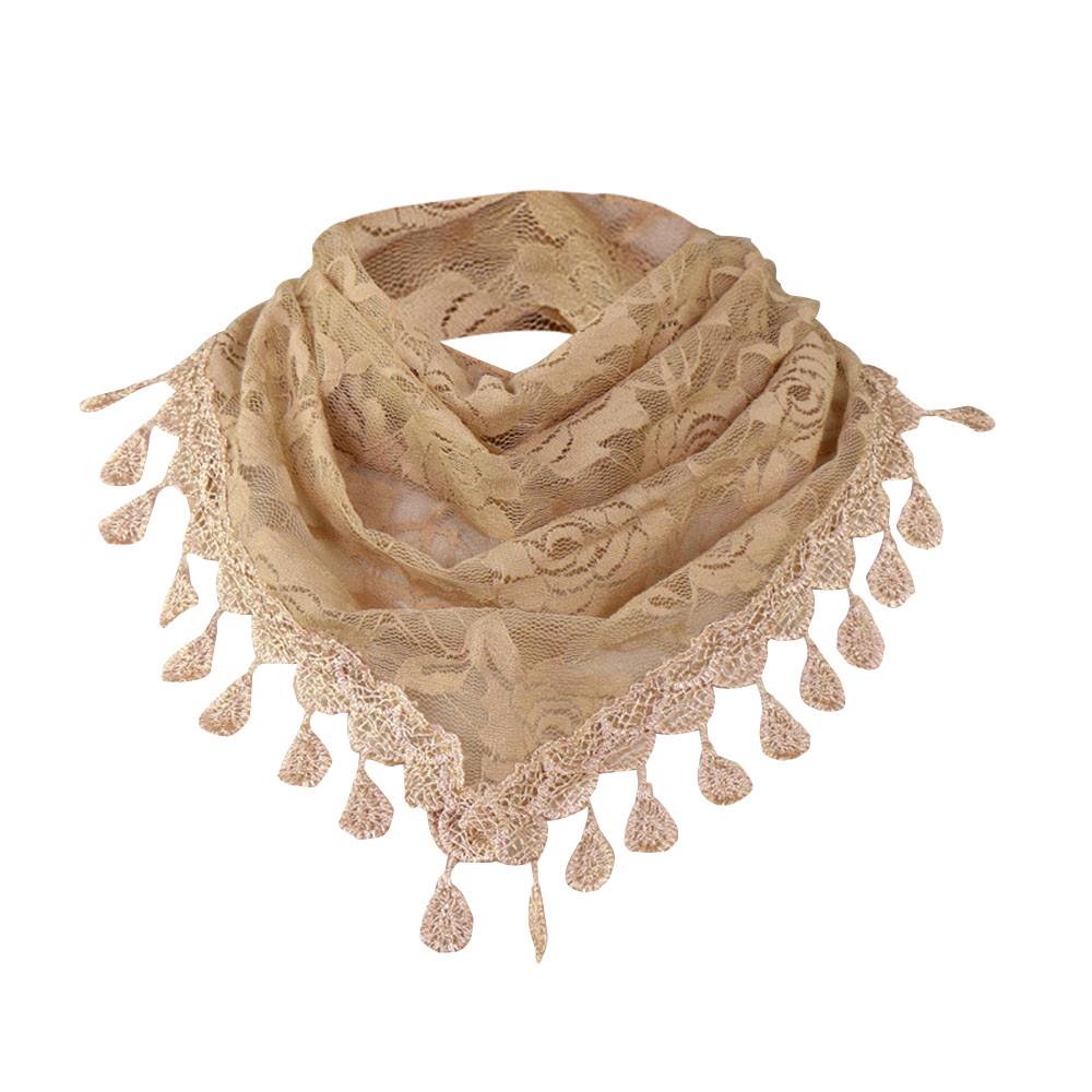 Women Lace Tassel Rose Floral Hollow Scarf Shawl Lady Wraps Scarves