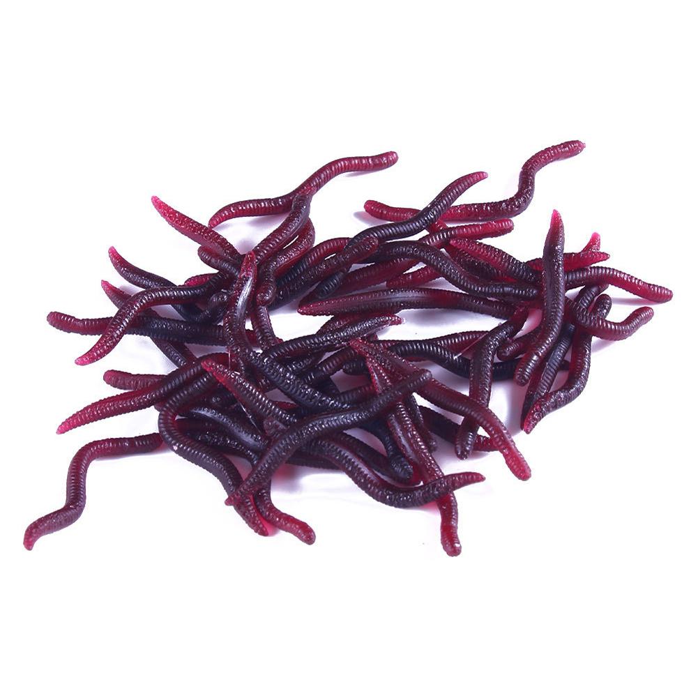 50 шт./набор красных червей, мягкая приманка, дождевой червь, искусственные резиновые приманки, креветки, окунь, карп, снасти