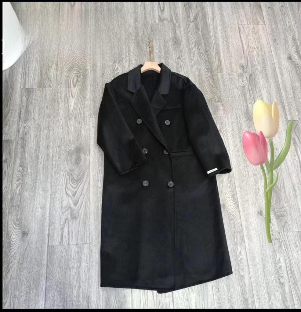 Романтичное розовое двухстороннее кашемировое женское шерстяное пальто - средней длины, зимний стиль