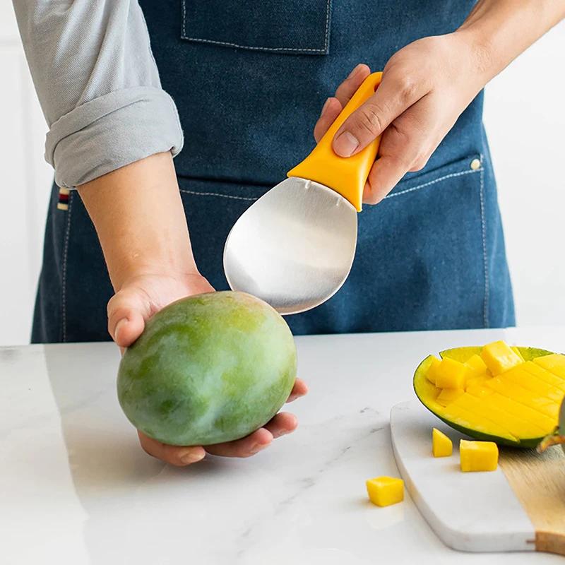 Multifunctional Fruit Spoon Mango Slicer Cutter Watermelon Cutting Knife Mango Dicing Tools Mango Diced Scoop Kitchen Gadgets
