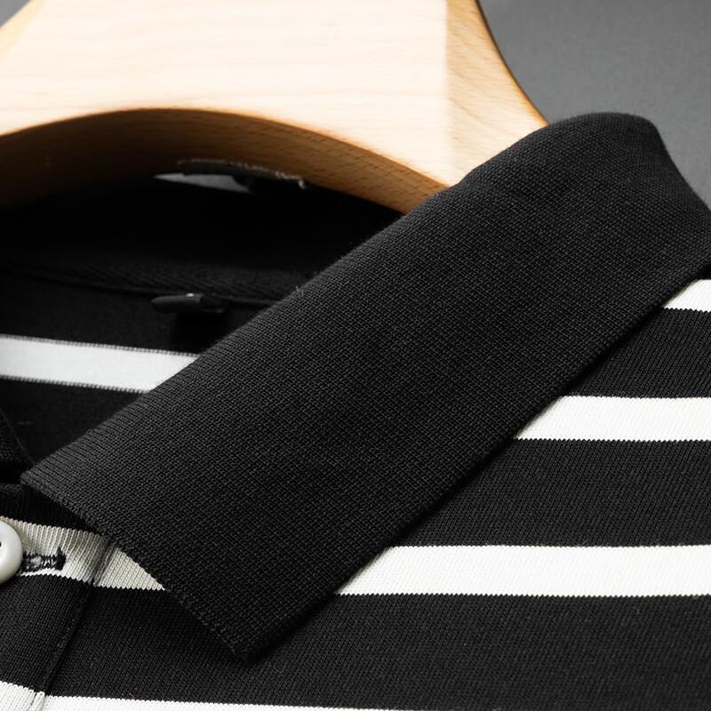 Dibenze Men's Plus Size Striped Loose Fit Short Sleeve Polo Shirt