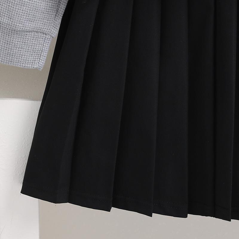 Костюм для девочек 2025 года, осенний детский бант, милый детский воротник, длинный рукав, толстовка, плиссированная короткая юбка