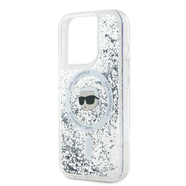 Karl Lagerfeld KLHMP15LLGKISGH iPhone15 Pro 6.1" hardcase transparent Liquid Glitter Karl Head Magsafe
