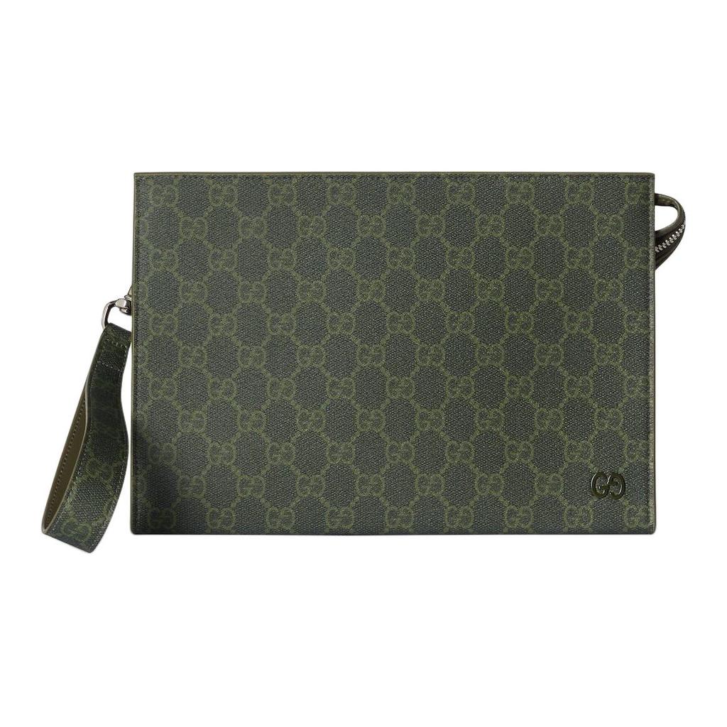 Gucci Маленькая клатч-сумка из ткани с покрытием с монограммой GG Мужская клатч-сумка Лесно-зеленый 768255-FAFBE-8491