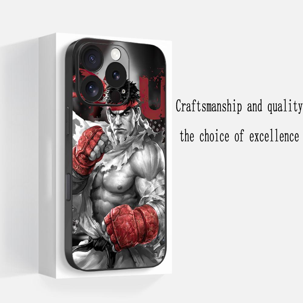 Игра Street Fighter классический японский плакат Чехол для телефона для iPhone 17 16 e 15 14 13 12 Plus Mini Pro Max Мягкий черный Ударопрочный чехол