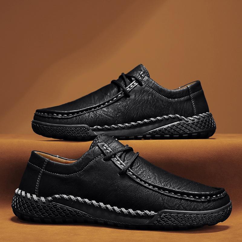High Quality Handmade Leather Shoes for Men Soft Flat Lace-up Casual Leather Comfortable Designer Loafers Mens Zapatillas Hombre