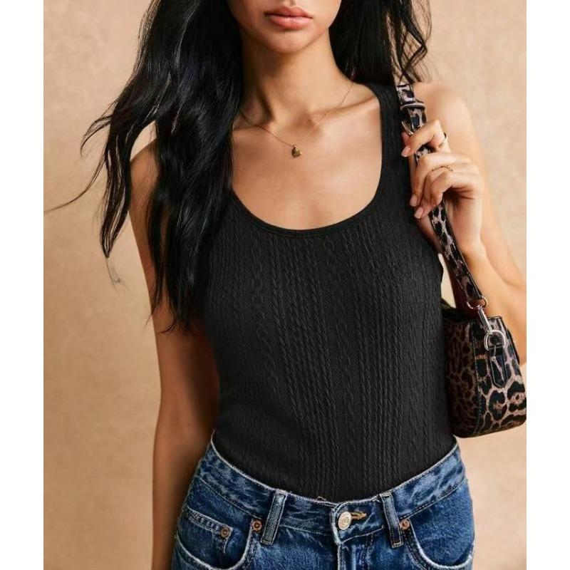 Женская новая облегающая сексуальная однотонная жаккардовая майка Hundred Spice