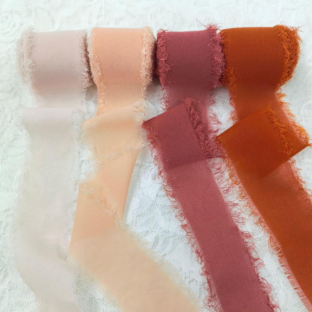 Chiffon Ribbon Bow with Frayed Edges for Weddings and Floral Arrangements
