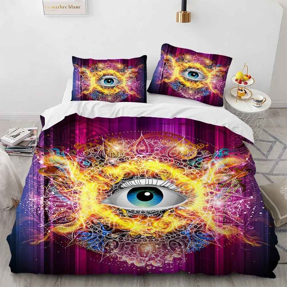 Пододеяльник Big Eye Пододеяльник Цветная Живопись Искусство Пододеяльник Королевский Размер для Подростков Взрослых Детей Полиэстер Комплект Постельного Белья