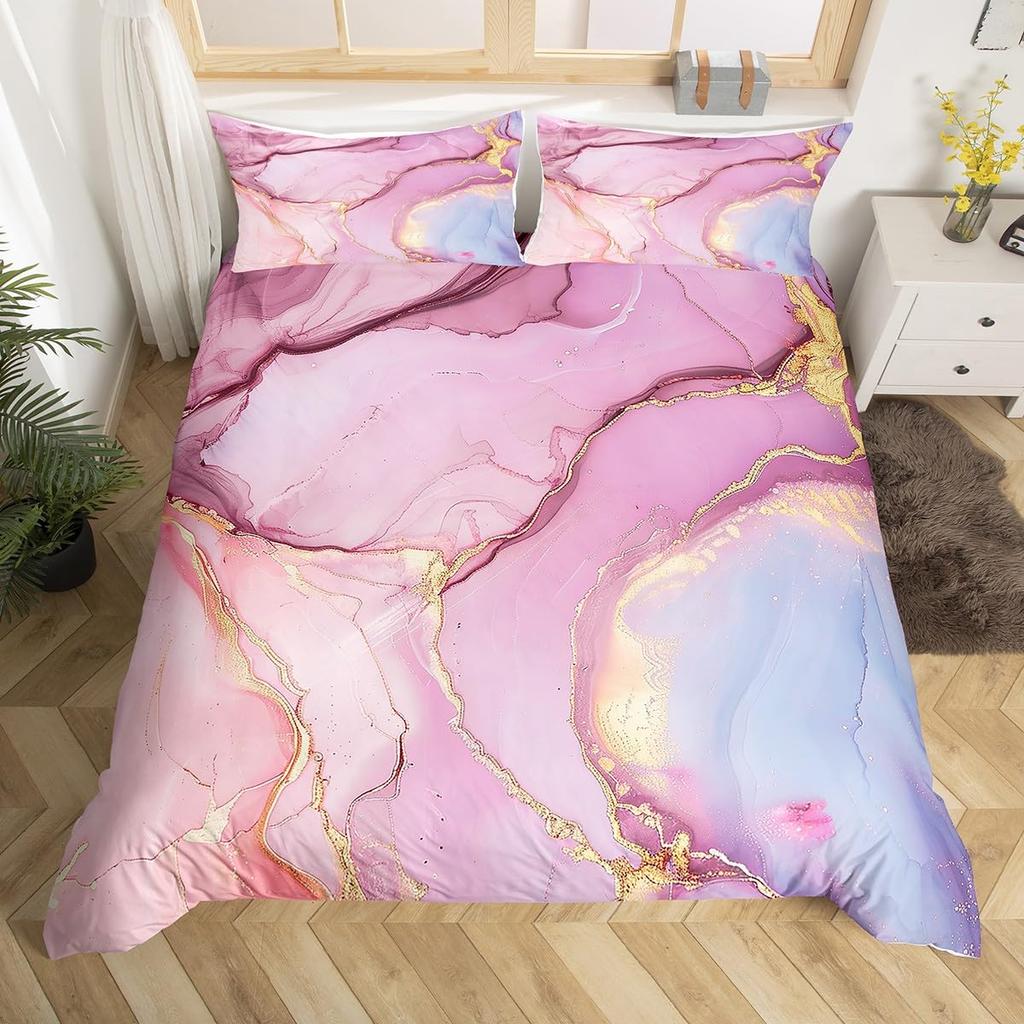 Chic Marble Duvet Cover Sets For Teens Kids Queen Lightweight Quilt Covers Bedroom Decor Abstract Art Bedspread Covers No Quilt