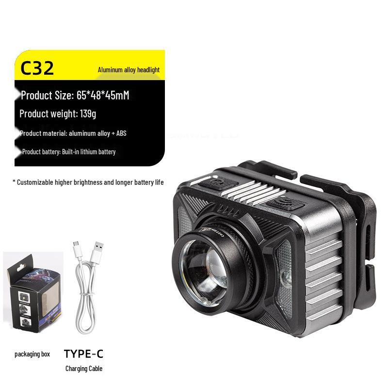 Светодиодный лазерный фонарь с двумя режимами света, перезаряжаемый налобный фонарь - Суперяркий, длительное время работы от аккумулятора, идеально подходит для ночной рыбалки