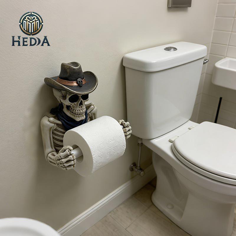 Skull Paper Towel Holder, Halloween Statue Figurine, Resin Craft Home Bathroom Decor Hanger