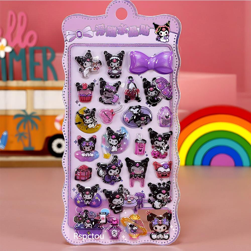 4pcs Kawaii Sanrio Kuromi Cartoon 3D Relief Stickers Aesthetic Waterproof DIY Diary Laptop Cute Anime Decoration Sticker Toys