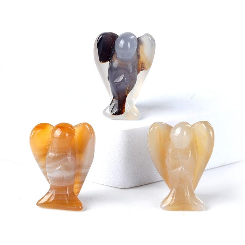 3Pc Healing Crystal Decoration Angel Shape Natural Quartz Agate Energy Gemstone Jewelry Home Decoration