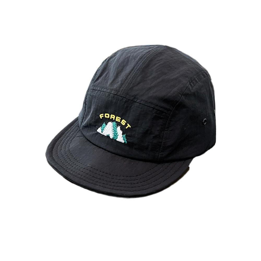 Retro Solid Color Short Brim Baseball Cap Quick-Dry Soft Top Sun Hat Adjustable Drawstring Peaked Cap Girl