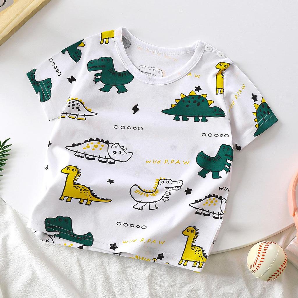 2025 Children's Pure Cotton Cartoon Short-Sleeve T-Shirts for Boys & Girls - Korean Style Summer Tops