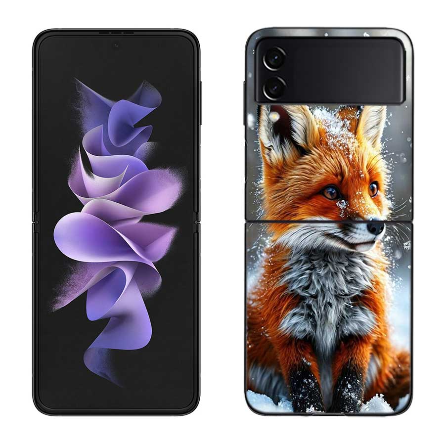 Red Fox Vulpes Phone Case For Samsung Z Flip 7 6 5G Galaxy Z Flip 5 4 3 Black Hard Cell Cover Luxury PC Shell Coque