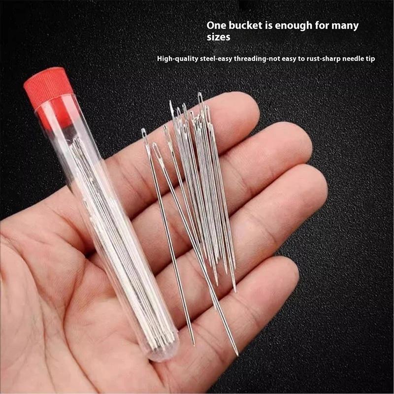 Sewing Kit 34 Pcs Large Eye Steel Needles Colored Threads All-in-One Repair Set for Home Travel Multi-scene Use