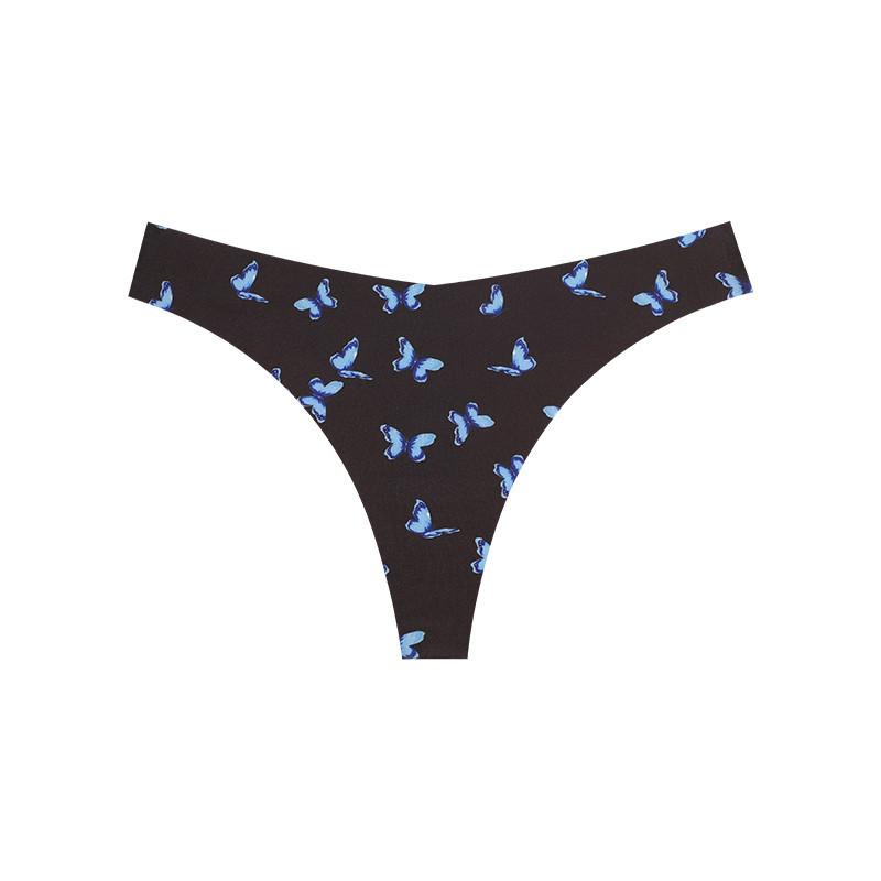 FINETOO Сексуальные трусики для женщин Butterfly T-back Comfort G-string Printed Underwear
