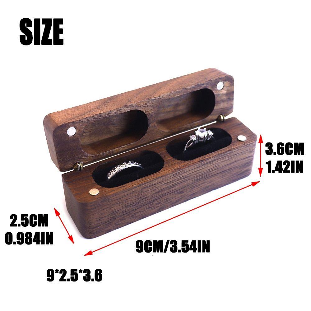 Walnut Wood Wedding Ring Case Portable Storage Box Rustic Jewelry Display Case Thanksgiving