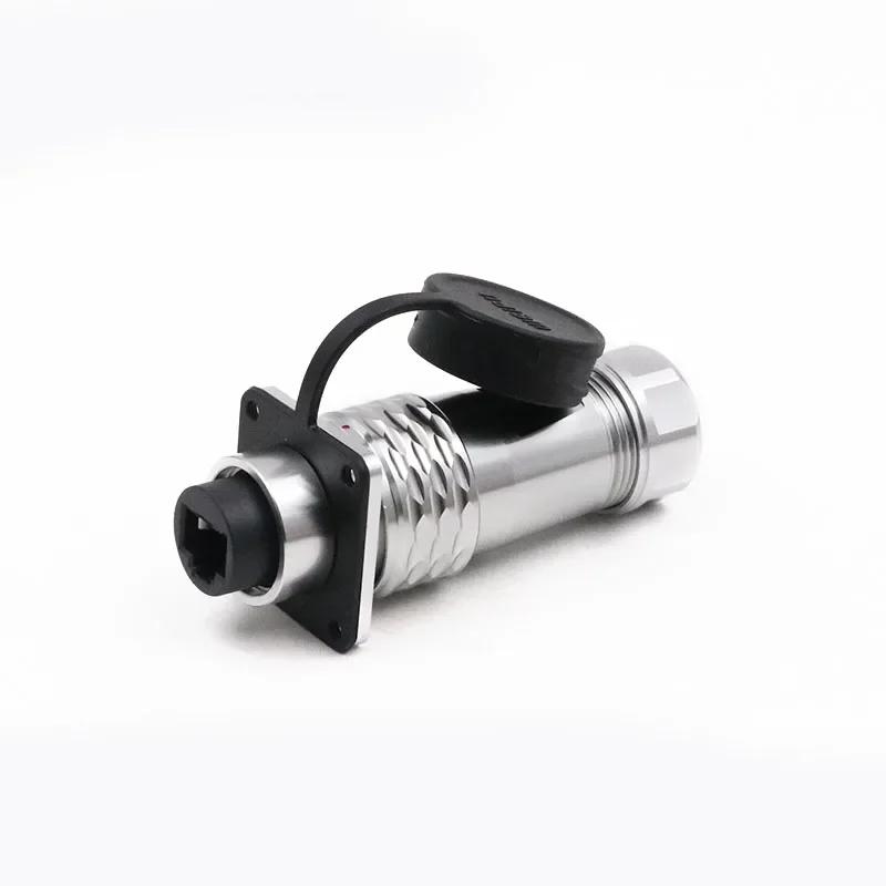 WEIPU SA24 SA2410/PRJ45 Waterproof Industrial M24 8 Pin 8P8C Ethernet Cable Ethernet Network RJ45 Connector Signal Panel Mount