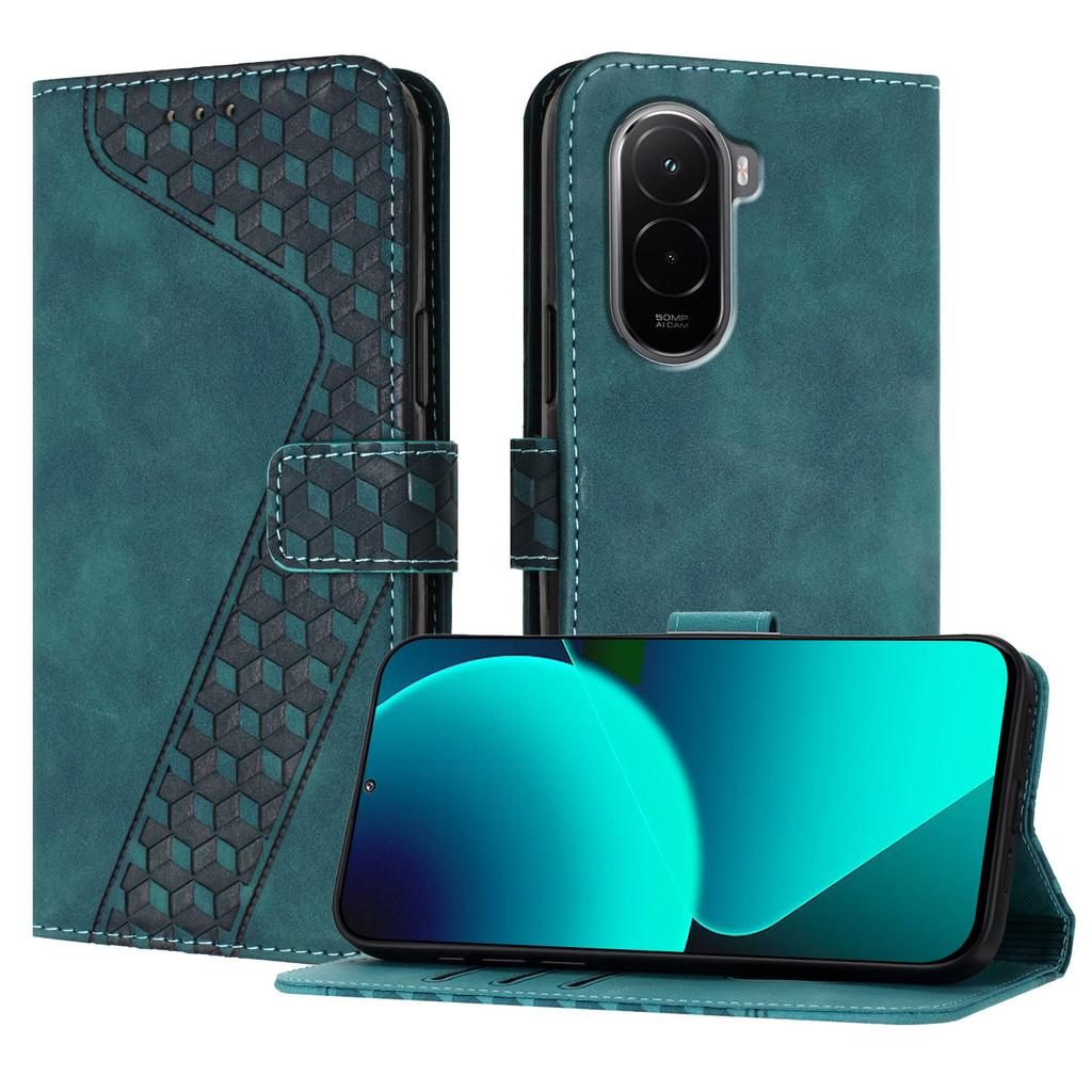 Для Xiaomi Poco M7 4G (169 мм) Кожаный чехол с 7-образным узором, кошелек-подставка, противоударный чехол для телефона