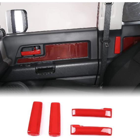2PCS For Toyota FJ Cruiser 2007 2008- Carbon Fiber Style Interior Door Handle Pull Grab Cover Car Interior Accessories Trim