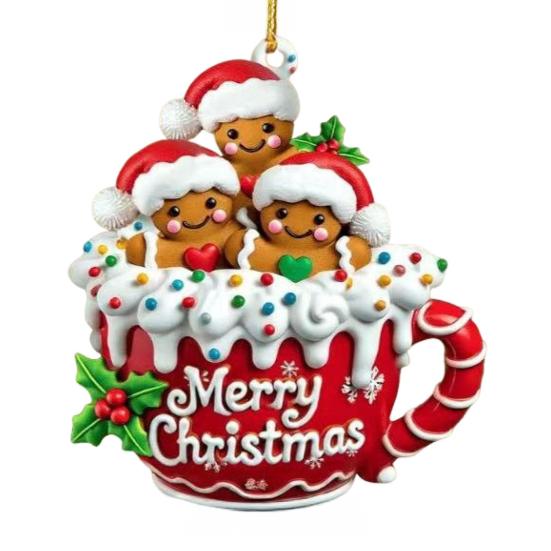 Пряничный человечек Рождественское украшение Смола Подвесной декор для елки и дома Праздничная фигурка печенья для рождественских украшений