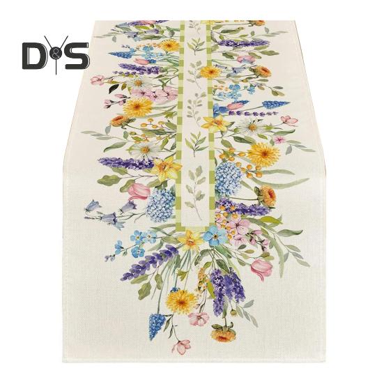 Весенняя дорожка на стол из цветочного льна, сезонные летние полевые цветы, украшение для кухни и столовой, декор для домашней вечеринки