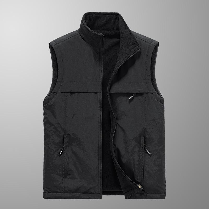 DoubleSided Thermal Vest Men'S Vest Casual Large Size Jacket MultiBag Fleece Vest Vest Vest Vest