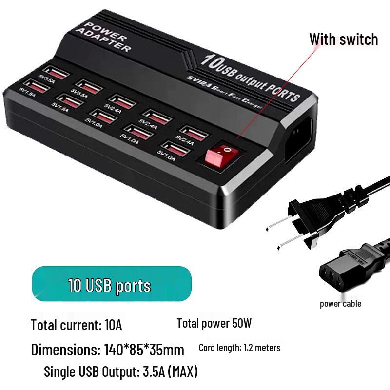 Многопортовая USB-зарядная станция: Быстрое настольное зарядное устройство с 10, 20 или 50 портами для телефонов