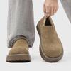 Thick-soled big-headed loafers men's winter velvet thermal cotton shoes all-inclusive foot cover snow boots velvet