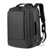 Men's Large-Capacity Waterproof Leather Multi-Functional Business Laptop Travel Backpack
